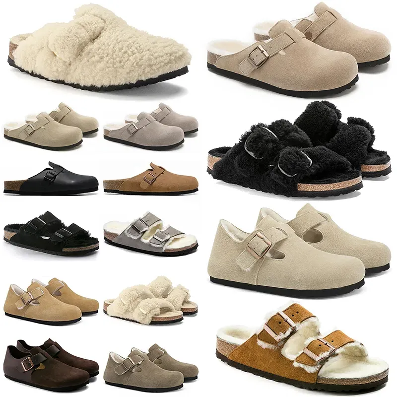 Designer Woolen slipper Casual Shoes luxlury Slippers Flat Leather Favourite Beach Sandals buckley shearling Shearling ramses Boston Shearling tock shoe