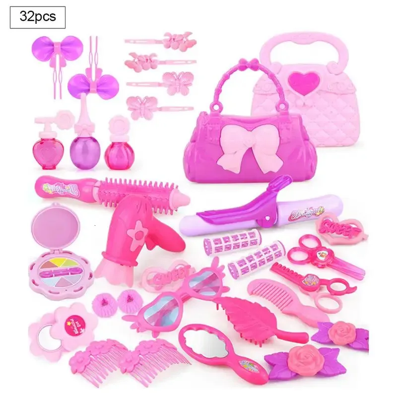 Beauty Fashion Kids Cosmetica Make Up Set Veilig Grooming Make Draagbare Prinses Fantasiespel Speelgoed Voor Meisje Baby 231110