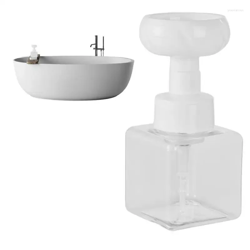 Dispensador de jabón líquido con forma de flor, botellas con bomba de espuma, Gel de ducha vacío, recargable a mano, 450ml