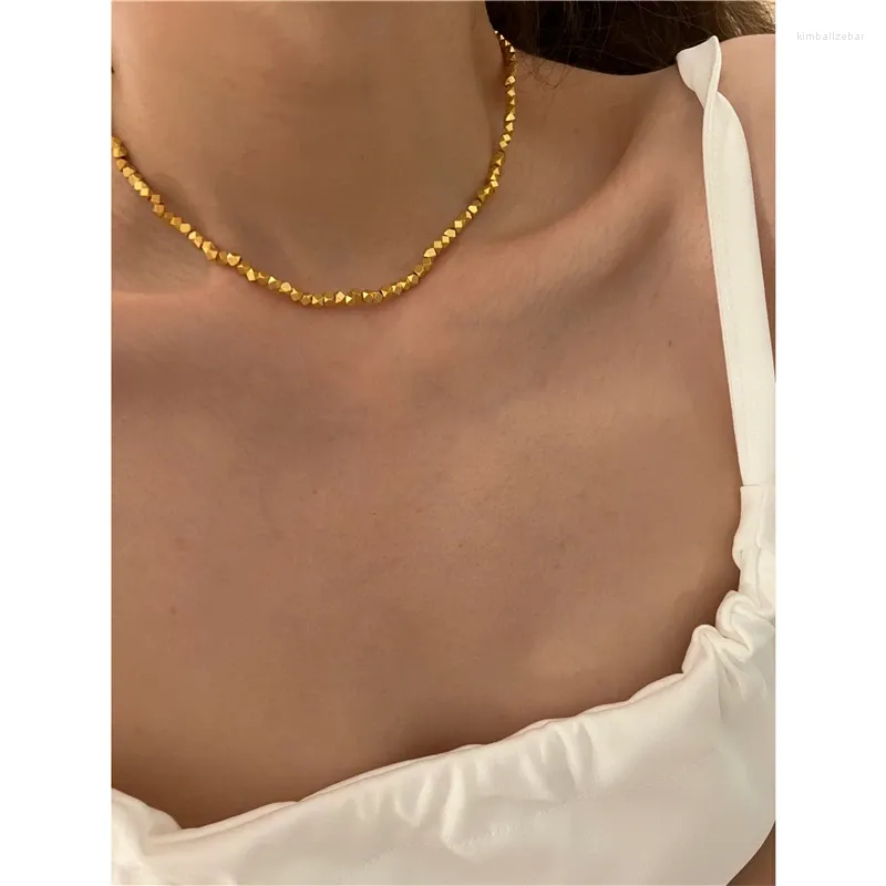 Choker Timeless Wonder Brass Geo Beads Chains Necklaces For Women Designer Jewelry Ins Trendy Kpop Gothic Vintage Versatile 2348