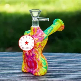 Colorful Beautiful Women Smoking Silicone Bong Pipes Kit Portable Innovative Travel Bubbler Tobacco Filter Funnel Spoon Bowl Oil Rigs Waterpipe Dabber Holder DHL