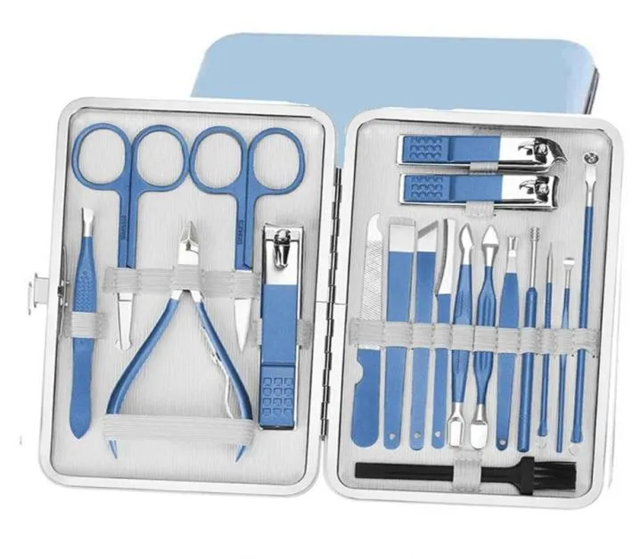 Tagliaunghie Set manicure Kit pedicure 19 pezzi Kit professionale per la cura delle unghie con strumenti per la cura del viso Strumenti per la toelettatura in acciaio inossidabile2382177448