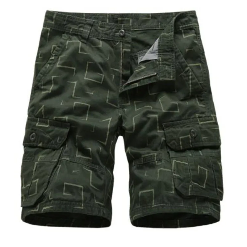 2022 Men Casual 100% Cotton Shorts Summer Mens Cargo Shorts Solid Multi Pocket Male Knee Length Comfortable Bermuda Short Pants