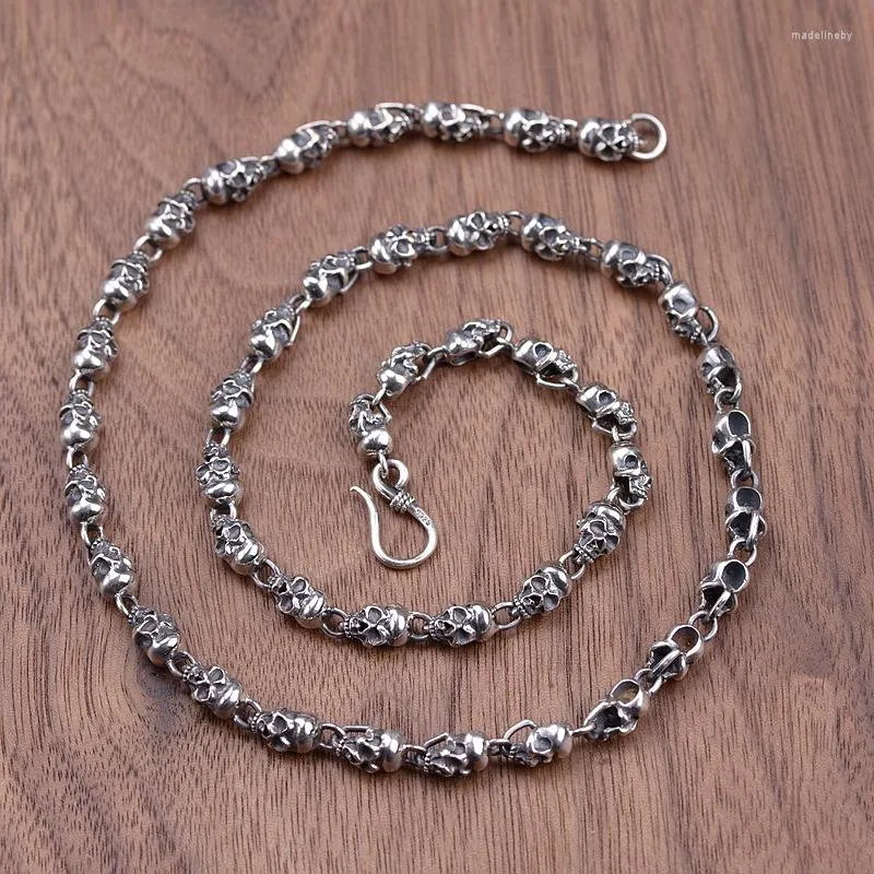 Kettingen fnj punk schedel ketting 925 zilver 5 mm 50 cm fijne vintage originele S925 mannen kettingen voor sieraden maken