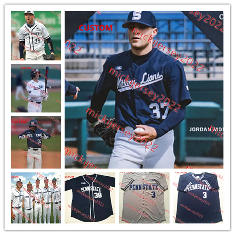 Jay Harry Johnny Piacentino Penn State Baseball Jersey Kyle Hannon Thomas Bramley Tayven Kelley Anthony Steele Josh Spiegel Penn State Nittany Lions Jerseys Custom