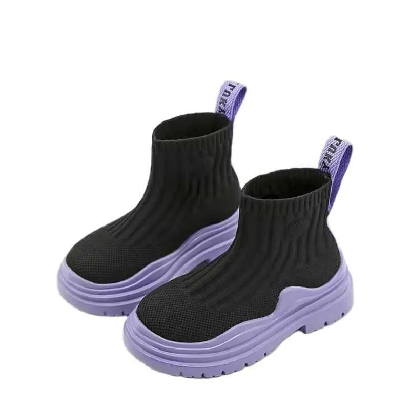 Athletic Outdoor Summer Kids High Tops Kniting Sock Shoes for Boys Girls Children Breathable Socks Boots Flats Light Weight Shoes Ankle Boots W0329