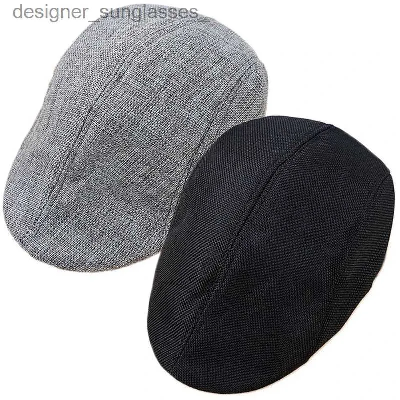 Berets Men Summer Breathable Berets Soft Cotton and linen Hat Windproof Street Newsboy Beret Hat Retro England Hats Peaked Painter CsL231103