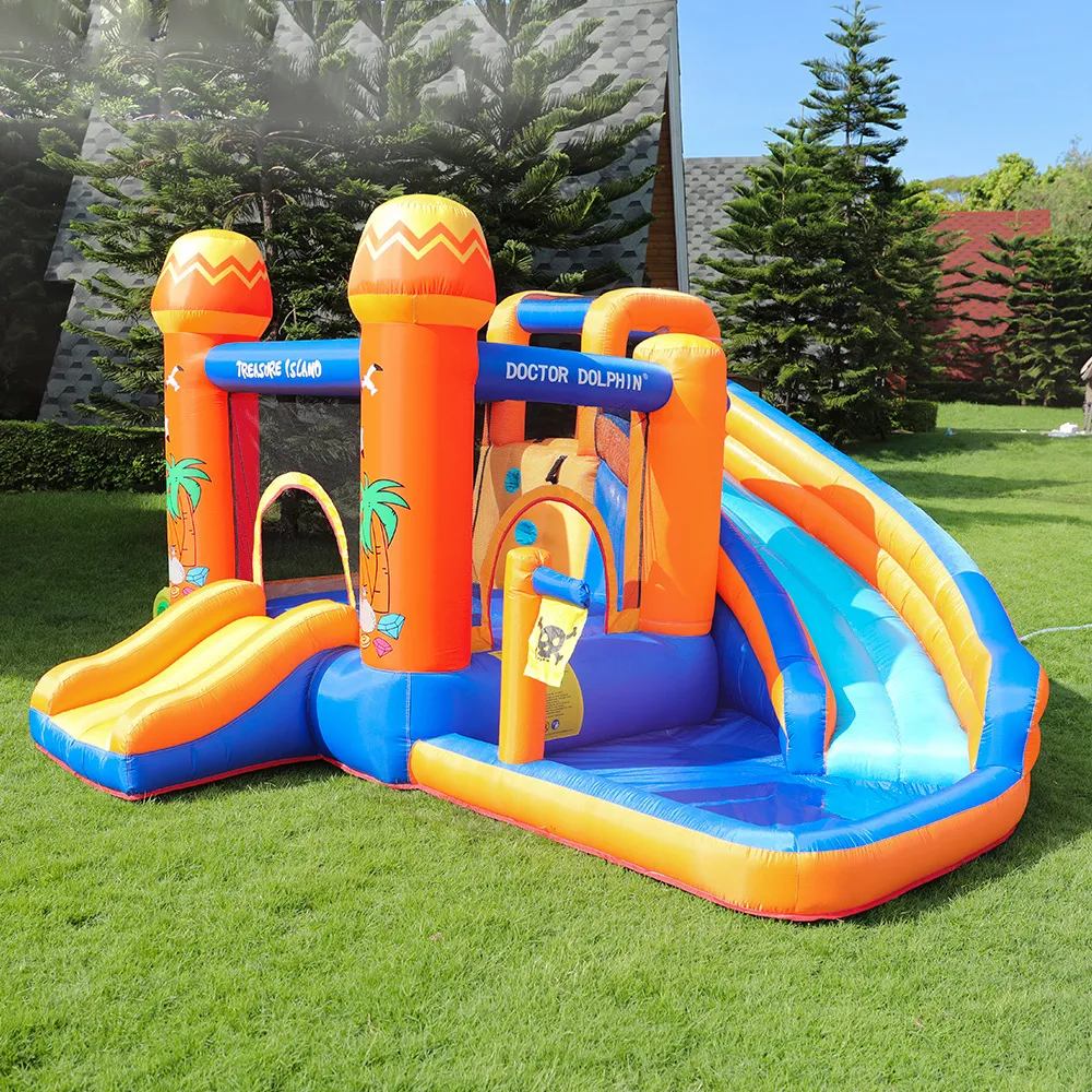 Kids Inflatable Water Park Treasure Island Pirate Ship Bouncer