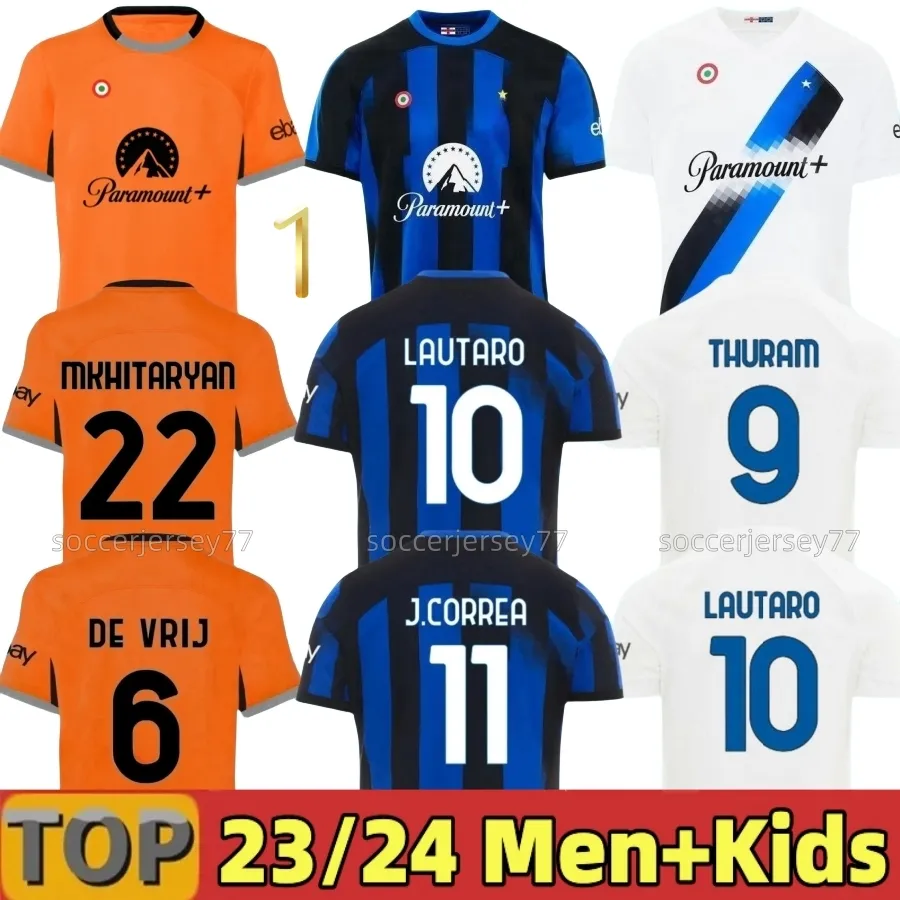 LUKAKU Soccer Jerseys BARELLA CORREa INTERS Milan GIROUD IBRAHIMOVIC LAUTARO MILANS THEO 23 24 Football Shirt 2023 2024 Uniforms Men Kids Kits Sets 28 26 S M L