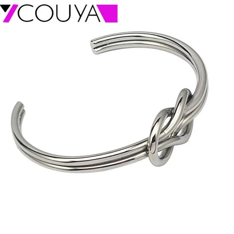 Mode kvinnliga smycken elegant metall silver färg armband manschett armband pulseras acero inoxidable mujer clavo clou berömda smycken q241d