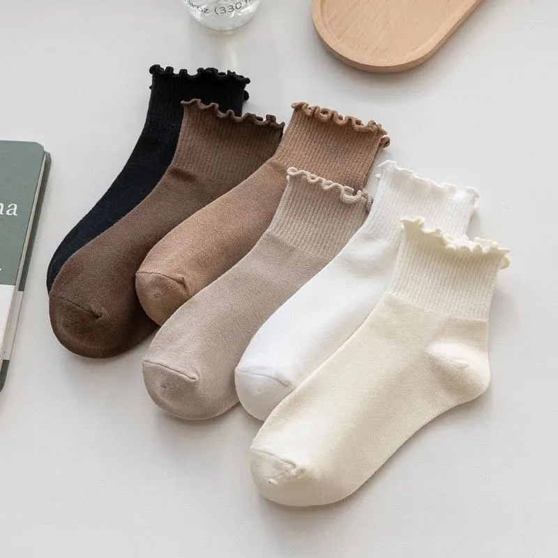 Women Socks With Ruffles Spring And Summer Thin Style Women's Solar System Jk Cute Ventilate Solid Color Casual