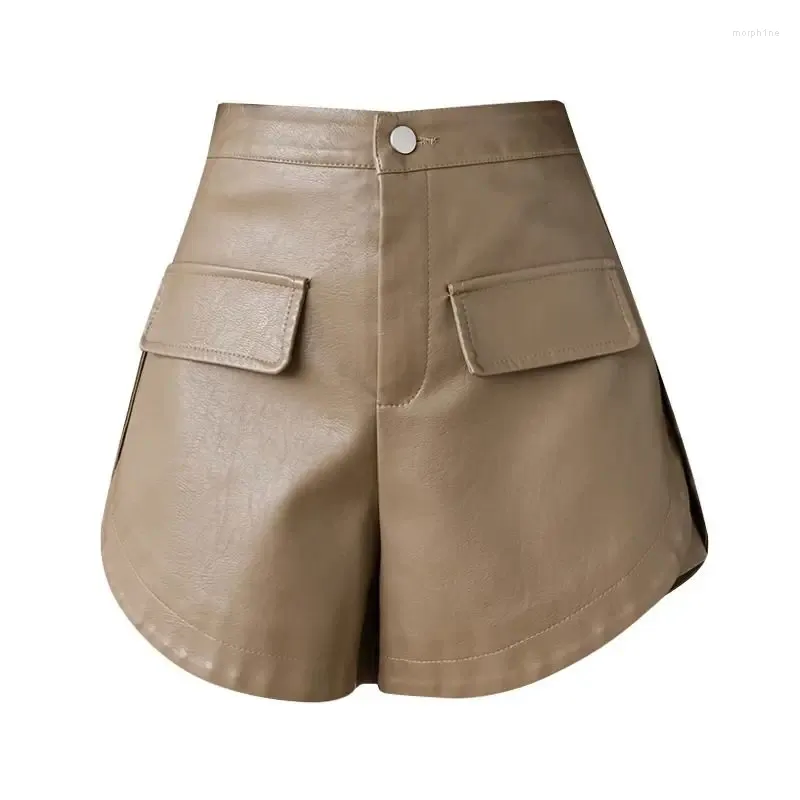 Shorts femininos mulheres sexy cintura alta pu couro 2023 outono e inverno split wide-leg a-line botas