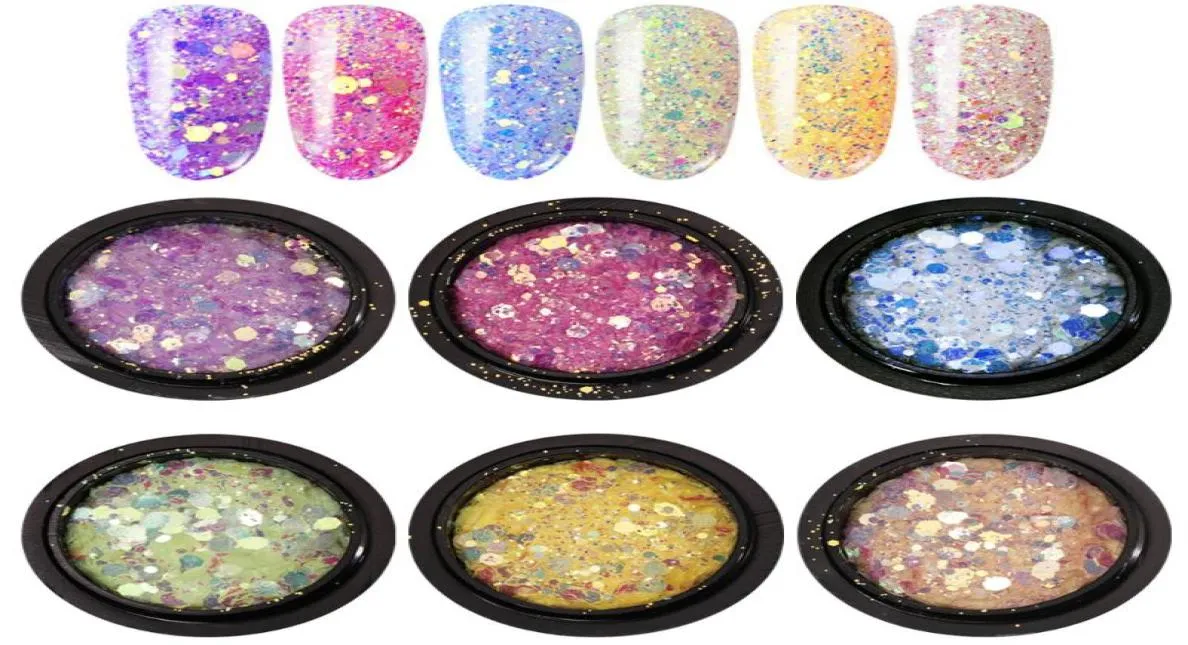 Dekoracja paznokci Dream Kolorowa cekinowa zmiana kolor, jeśli chodzi o lekki błyszczący błyszczący sześciokąta paillette paznokieć makijaż oka 7393261