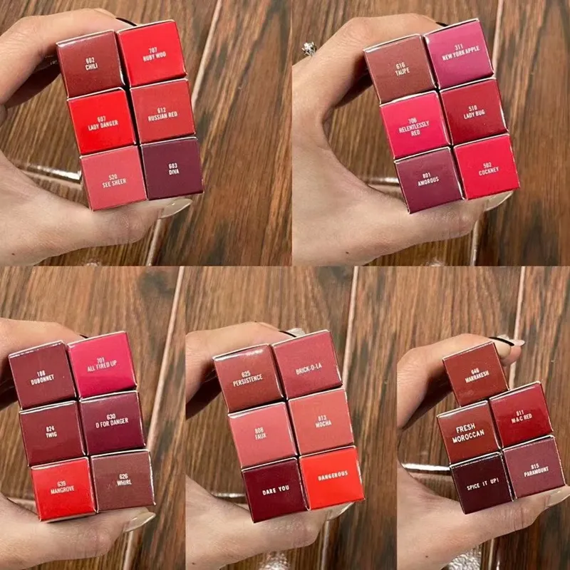 Markowa szminka Matte Rouge A Levres aluminiowa rurka Lustre 29 kolorów szminki z numerem serii rosyjska czerwień