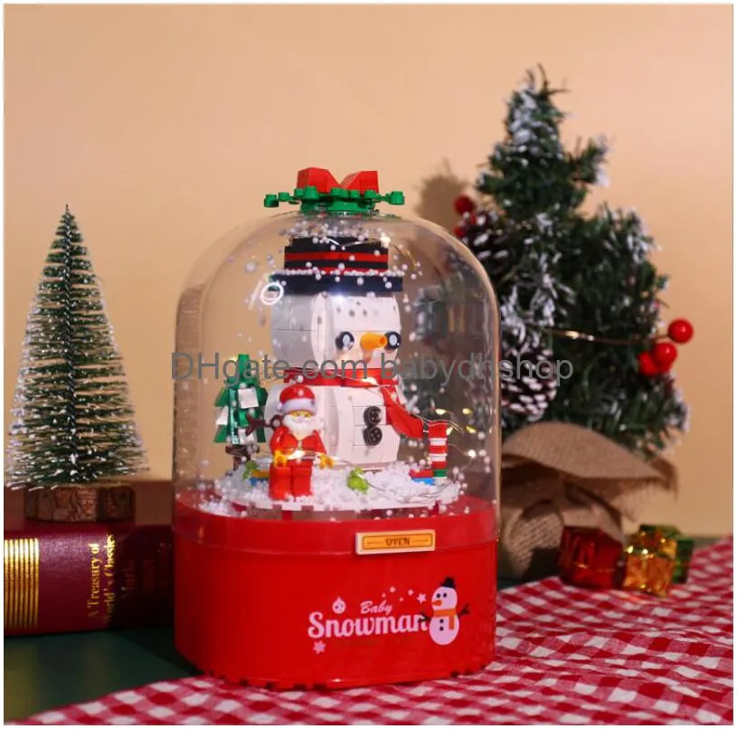 Boże Narodzenie Snowman House Box Light Santa Claus Holiday Block Prezent zabawek
