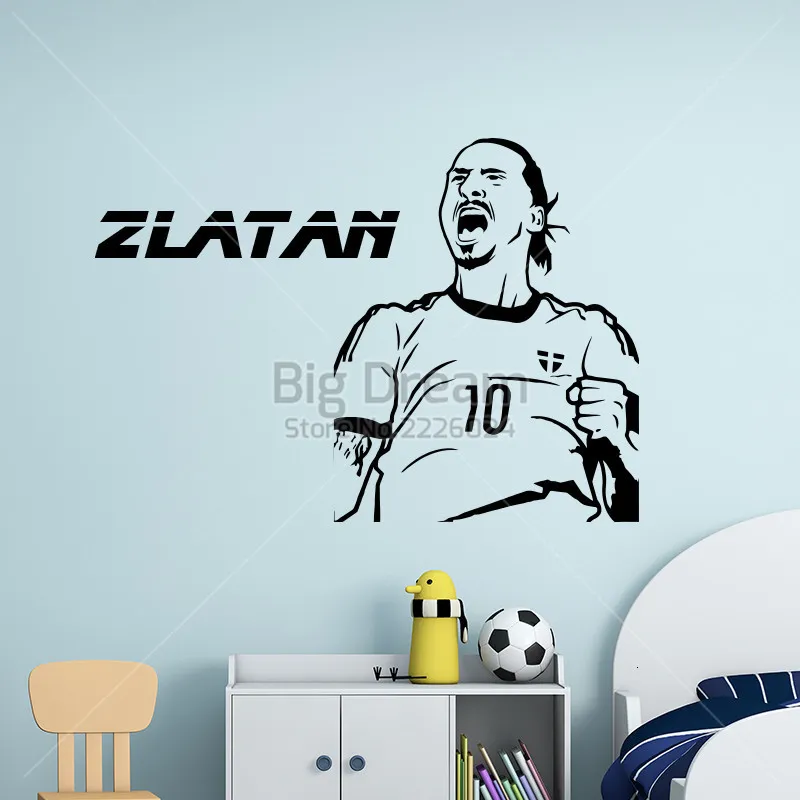 2016 New design Zlatan Ibrahimovic Figure Wall Sticker Vinyl DIY home decor football star Decals soccer athlete Player kids room