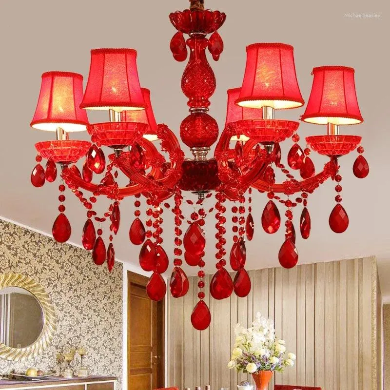 Kroonluchters APRIL Kristallen hanglamp in Europese stijl Rode kaars Luxe woonkamer Restaurant Slaapkamer Villaex Gebouw Kroonluchter