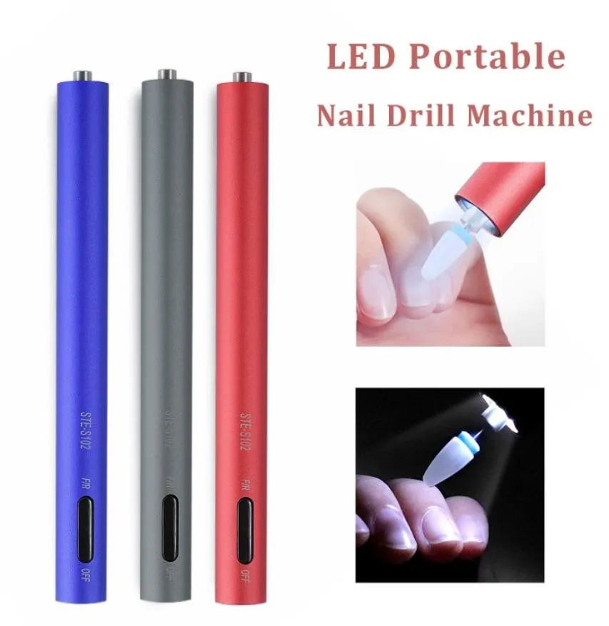 Portable Electric Nail Drill Machine Manicure Set för UV Gel Remover Nail Art Pen Polishing File Milling Cutter Nail Drill Tools2585171