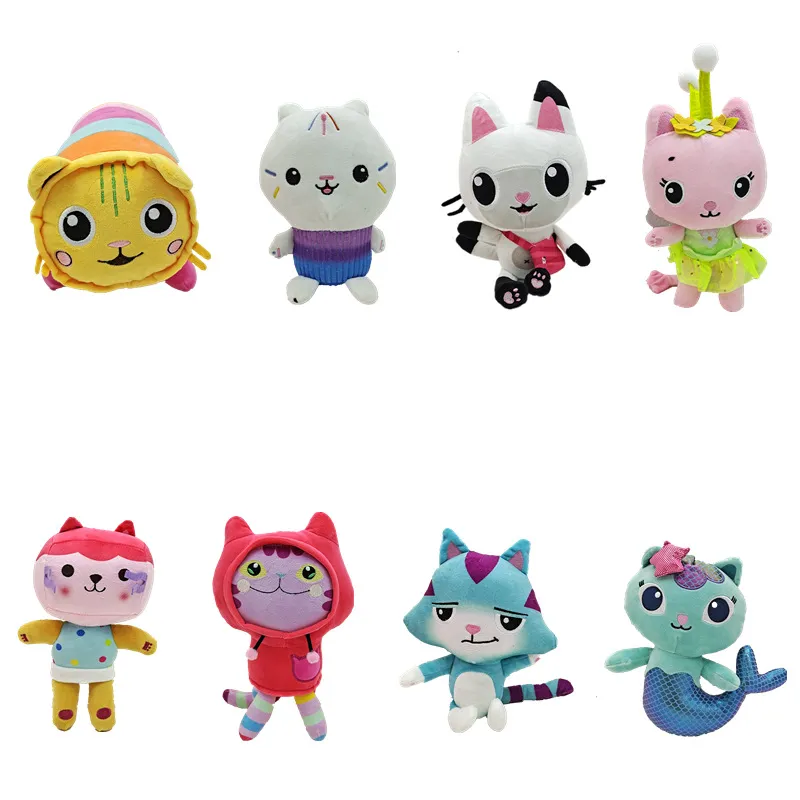 Tillverkare Partihandel 8 Designs Gabby Dollhouse Plush Toys Cartoon Games Film och TV PERIPHERAL DOLLS BARNS GENTER