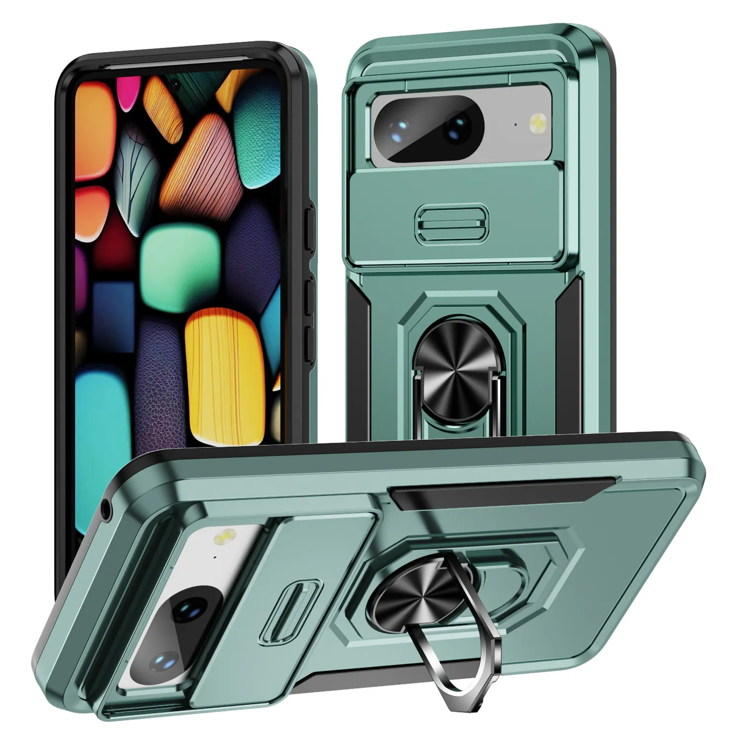 Aazon.co: For Google Pixel 8A Case: Dual Layer Protective Heavy Duty - View #3