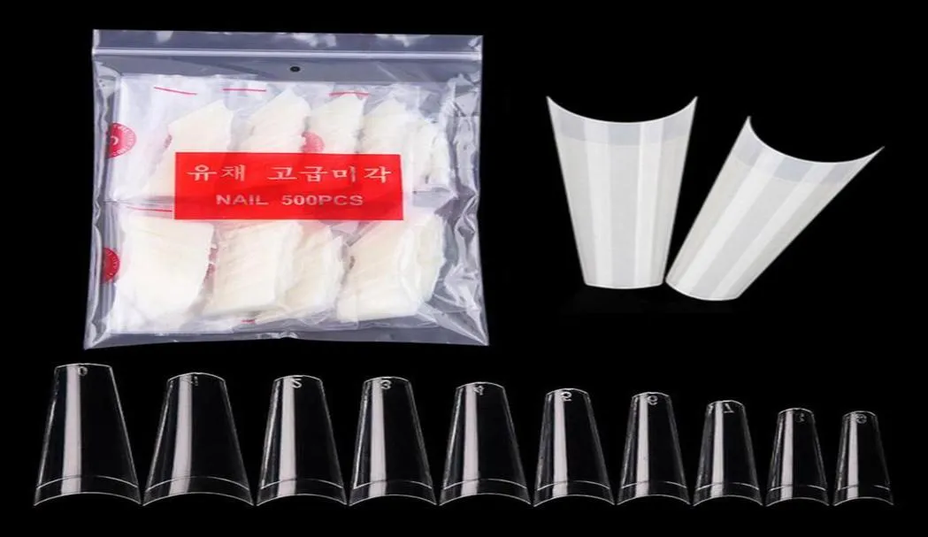 500pcs per Bag Half Cover Ballerina False Nails 10 Sizes French Coffin Fake Nails Natural Flat Shape NA6027802712