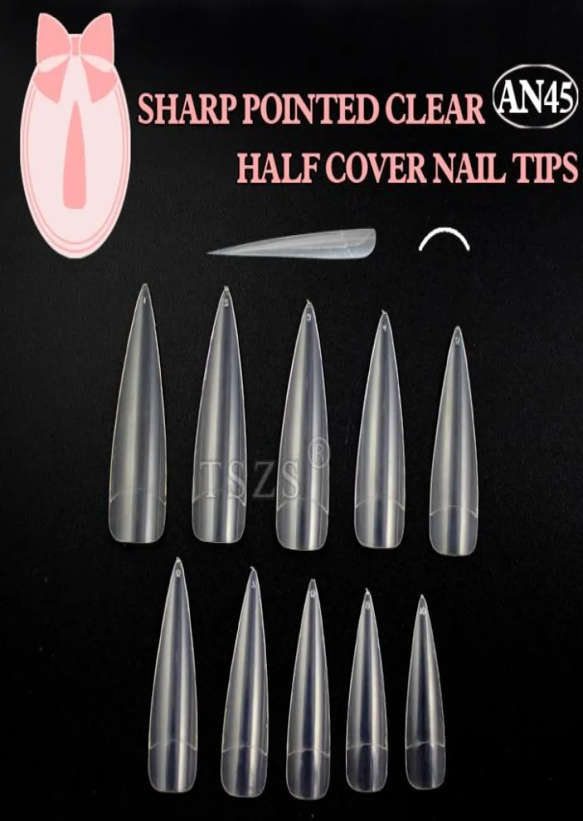 Whole1bags lote 500pcs em um saco Clear stiletto pontas de unhas falsas Sharp End Acrílico Nail Art Tips8163226