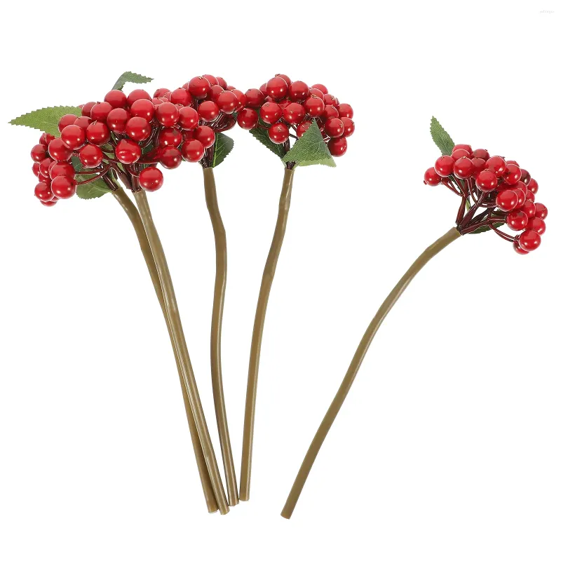 Dekorative Blumen, 5 Stück, künstliche Pflanzen, Beerenpicks, Weihnachten, weiches PVC, künstliche Stiele, Zweige