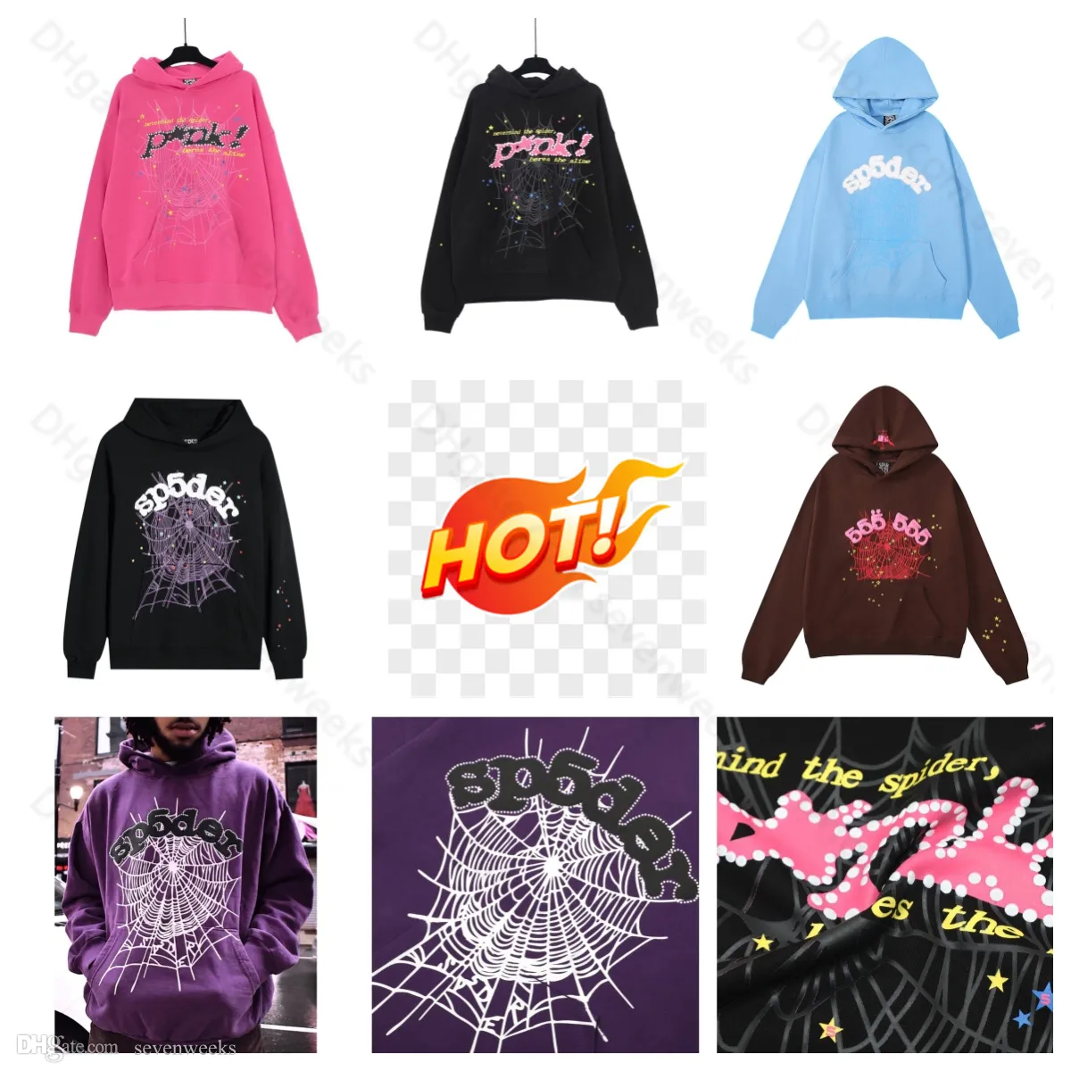 Mannen S Hoodies Sweatshirts Spider Hoodie Designer Spder Heren Geborduurd Web Sweatshirt Joggers Pullover Blauw Young Thug Womens Hogere Kwaliteit