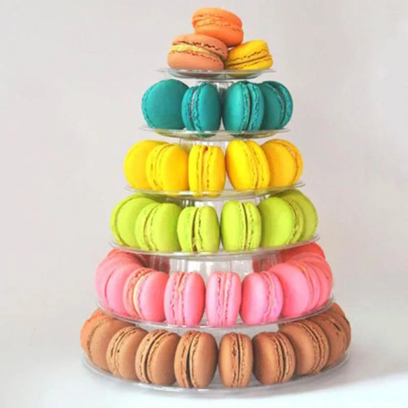 Kancalar Mutfak Aracı6 Katman Macaroon Piramit Macaron Tower Ekran Cupcake Fondan Kek Standları Düğün Dekorasyonu