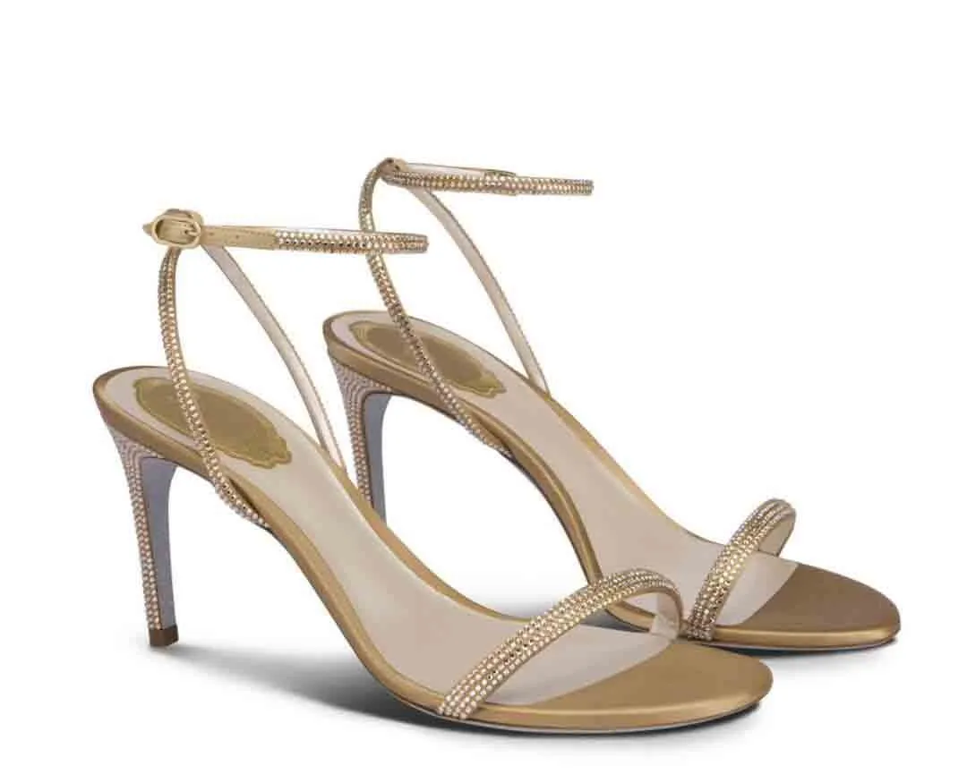 Moda di lusso design strass sandalo da donna tacchi alti Ellabrita Tacchi impreziositi da cristalli cinturino alla caviglia Renes-c scarpe da donna sexy abito da festa scarpa da sposa