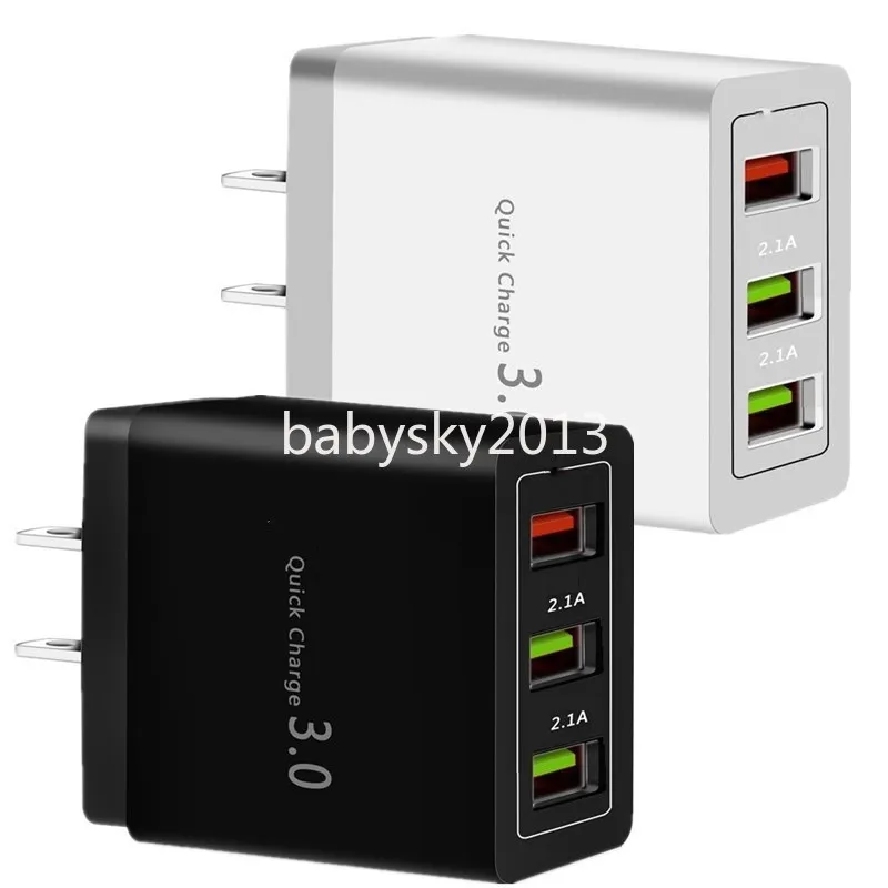 18W Fast Quick Charge Eu US Plug QC3.0 3 Usb Ports Wall Charger For Ipad Iphone 12 13 14 15 samsung PC mp3 B1