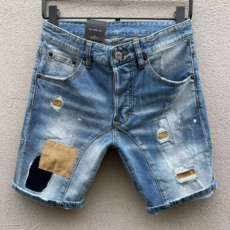 Jeans para hombres pantalones cortos de hombre corto Denim corta para hombre Azules Medias de verano Pantallas para hombres Boton de metal Boton de