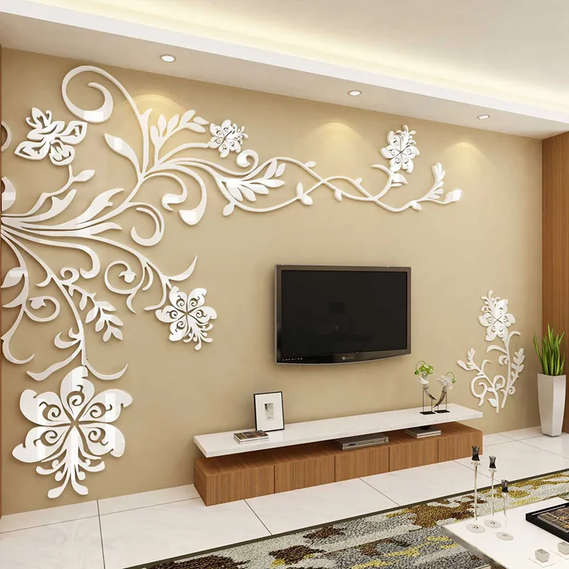 Wall Stickers Acrylic wallpaper beautiful TV background decoration flowers acrylic wallpaper home decoration living room decoration 230403