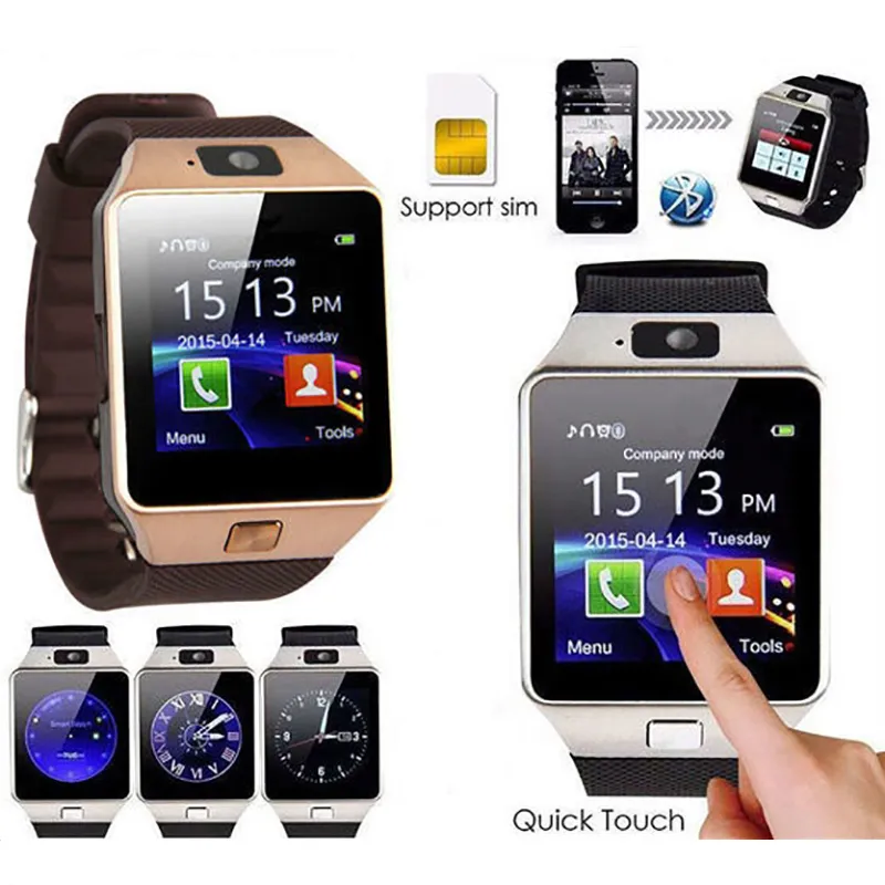 DZ09 Watch Smart Watch Bluetooth Adevices Wearable Werstwatch Smart Watch for iPhone Android Watch مع Camera Clock SIM TF SLOT BRACELET