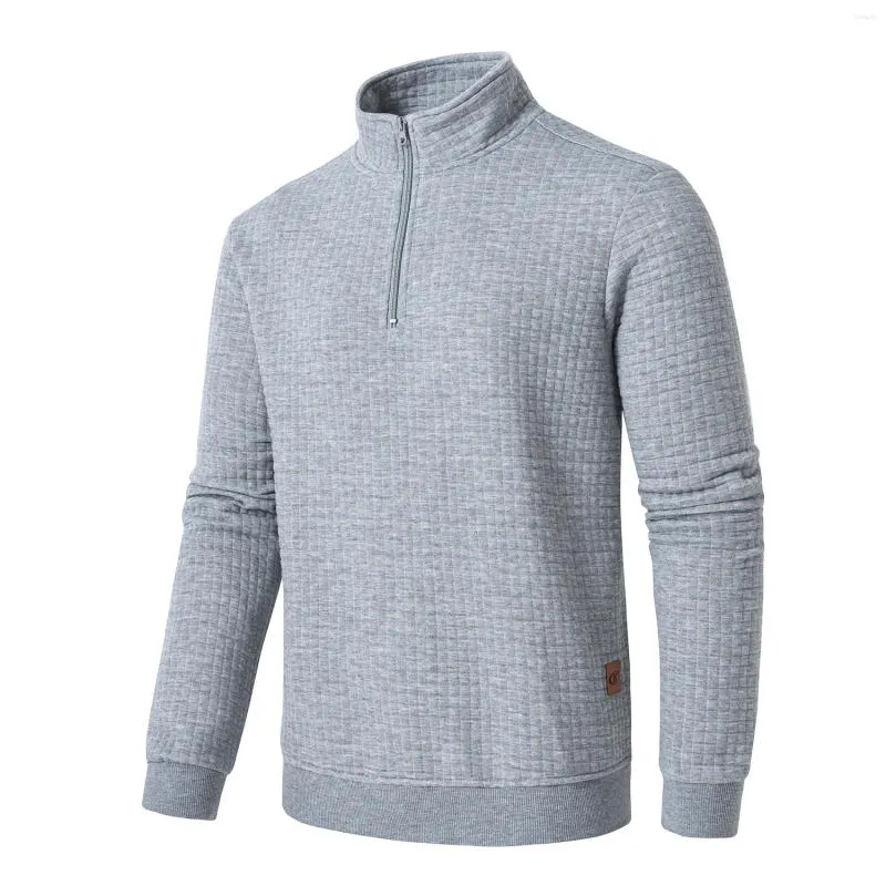 Herrtröjor spring casual tröjor kvart-zip fleece pullover långärmad stativ krage solid dagliga toppar