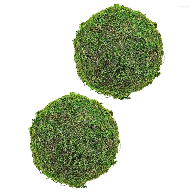 Decorações de jardim 2 pcs bola de musgo artificial casa bolas verdes naturais decorar tigela enchimento