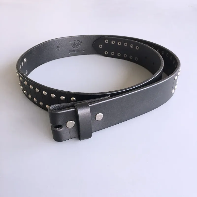 Ceintures clous punk noirs cloutés ceinture en cuir véritable solide vis réelles sur BELT1-006BK