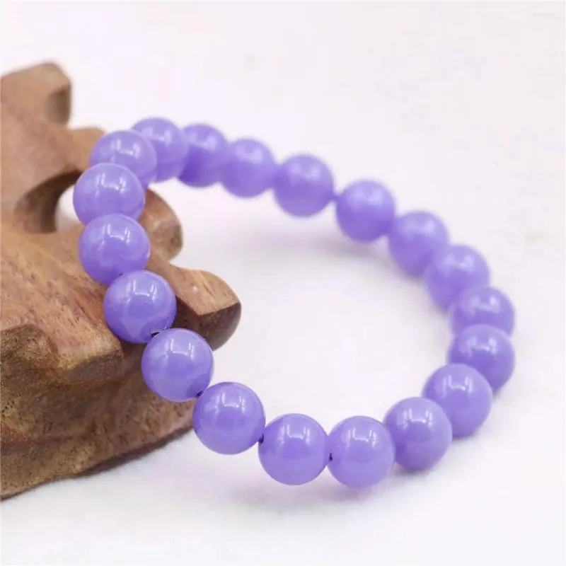 Strand 10mm runda lila violetta jade chalcedony pärlor armband natursten elastisk hand prydnad kvinnsmycken gör design