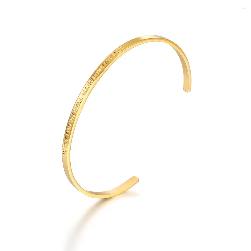 Bangle Fashion Simple C-Shap Open Bangles Rostfritt stål Brevarmband Kvinna smycken Vi kommer att bli berättelser