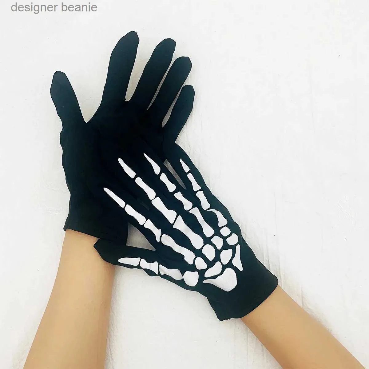 Five Fingers Gloves Halloween Mittens: Fashion Horror Skull Bone