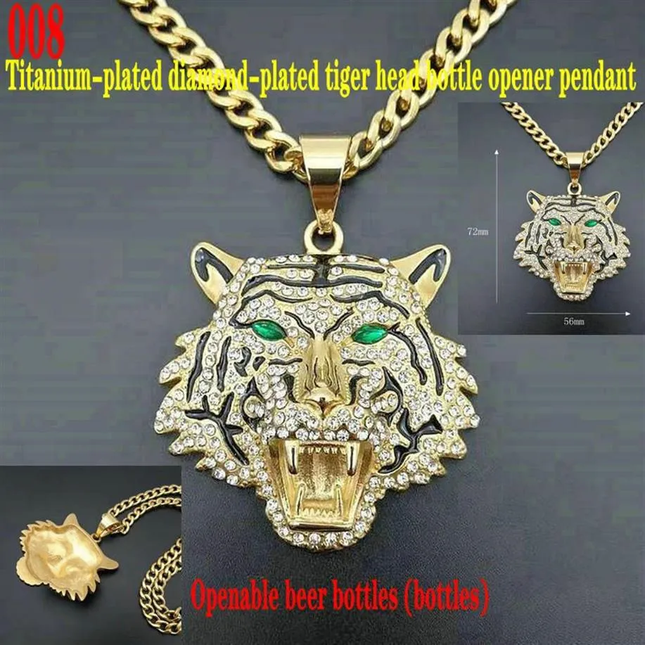 Pendentif ouvre-bouteille tête de tigre Lion léopard en acier inoxydable 201014243h