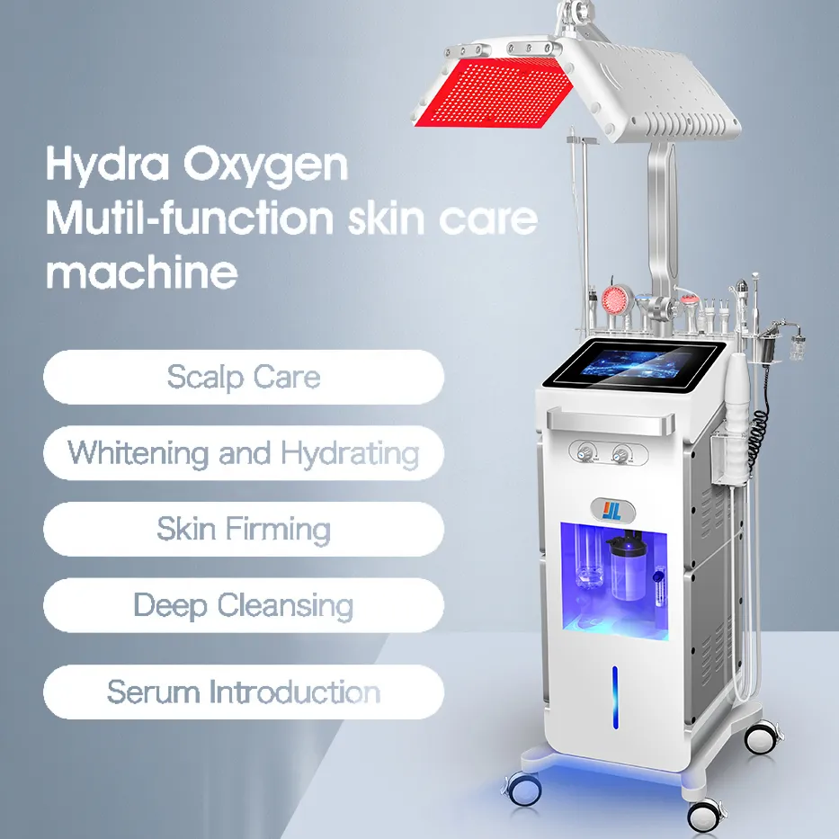 Nouvelle arrivée Hydro Facial Dermabrasion Rajeunissement de la peau Aqua Oxygen Jet Visage Huile hydratante en profondeur Supprimer Anti-inflammatoire PDT Réparation du cuir chevelu Équipement 14 en 1