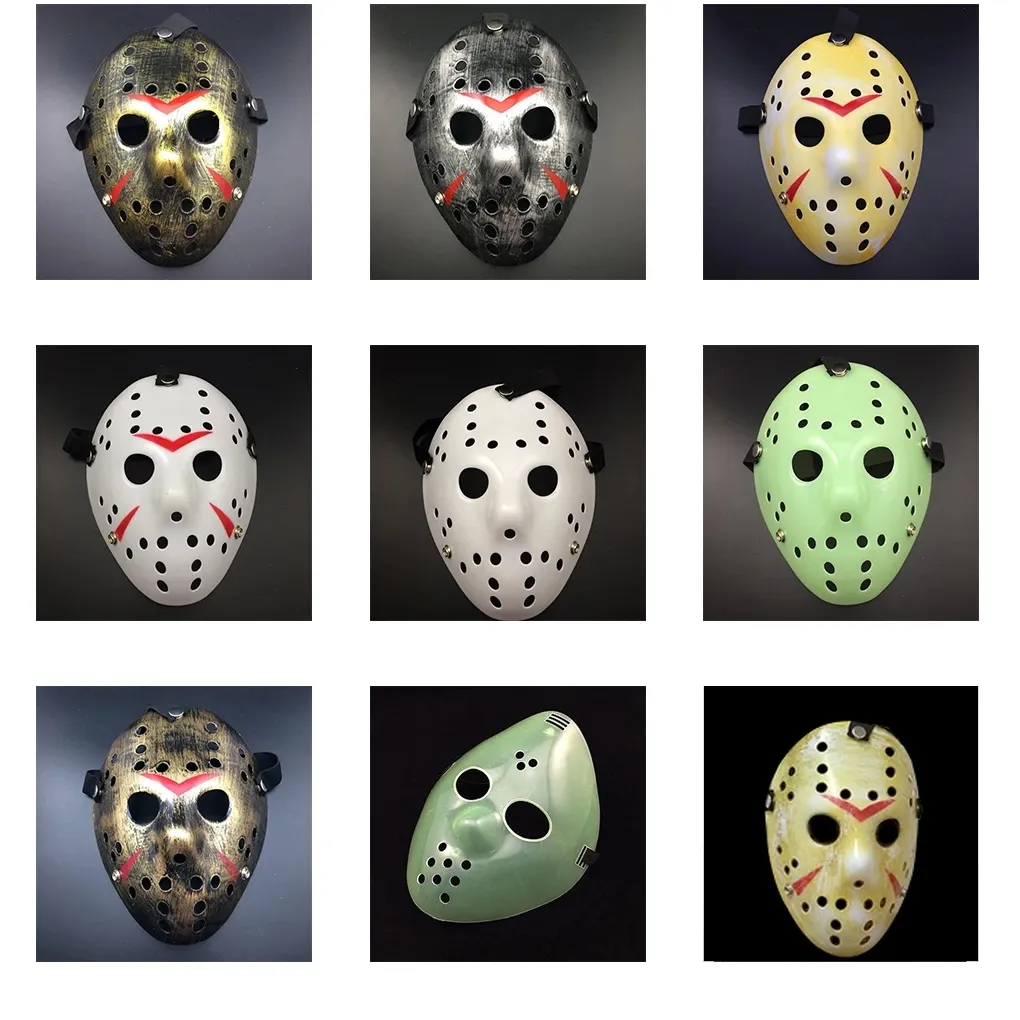 Kostümzubehör 50 Stück 6 Stile Vollgesichts-Partymaske Maskerademasken Jason Cosplay Schädelmaske VS Freitag Horror Hockey Halloween Kostüm Gruselparty E1103