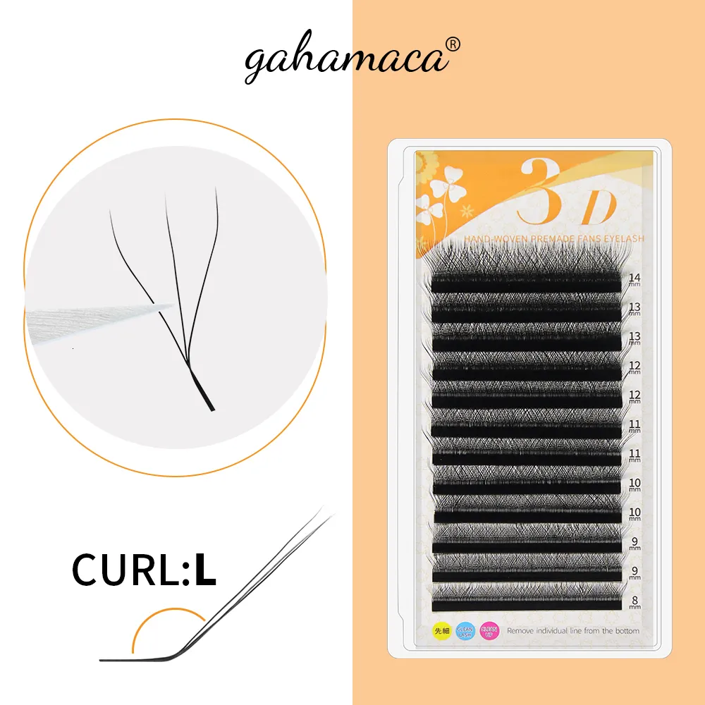 Ferramentas de maquiagem Gahamaca W Shape Lashes Extension LLU 3D Prégesia de fã de fã de fã de fã de fãs suprimentos de estilo w estilo lash individual 12 fileiras yy cílios 230403