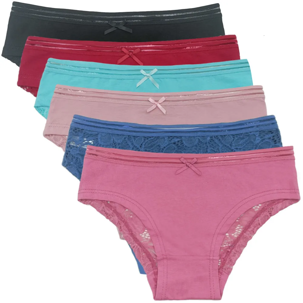 Mutandine da donna 6 pezzi/lotto Intimo corto in pizzo di cotone senza cuciture Intimo da donna Intimo da donna traspirante a vita bassa 230403