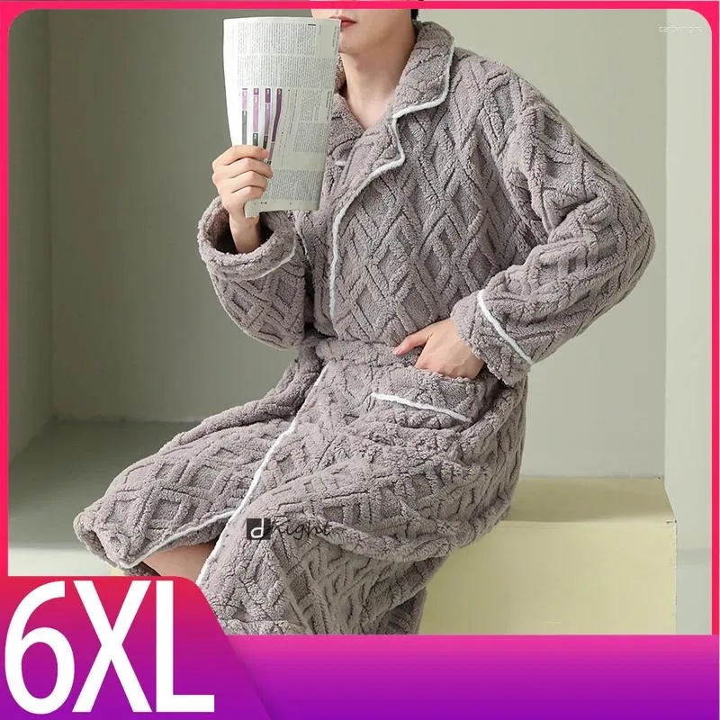 Vêtements de nuit pour hommes Robe d'hiver chaud Kimono vêtements de nuit pyjamas pour dormir flanelle grande taille 6XL vêtements de maison hommes pyjama