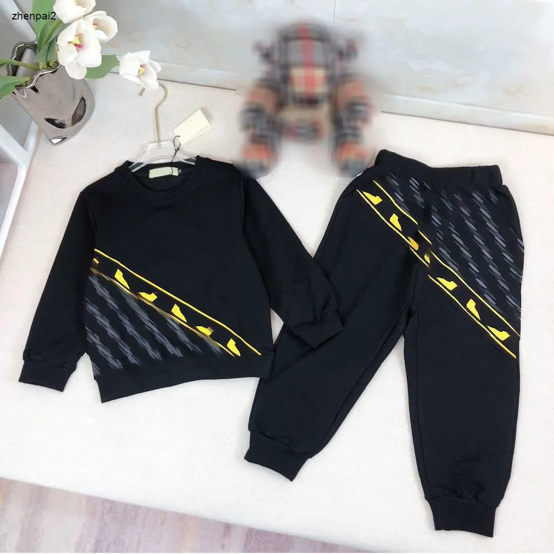 Luxury Autumn Baby Tracksuits Yellow Eyewear Pattern Printing Kids Sports STAV STORLEK 90-150 RUND NECK HOUDIE OCH PANTER NOV05