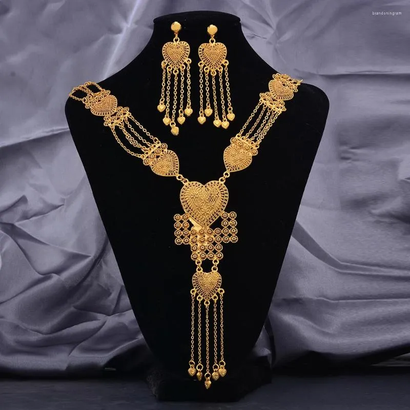 Naszyjniki Zestaw ślub złoty kolor dla kobiet dziewcząt Afrykańskie /Etiopia /Erytrei biżuteria