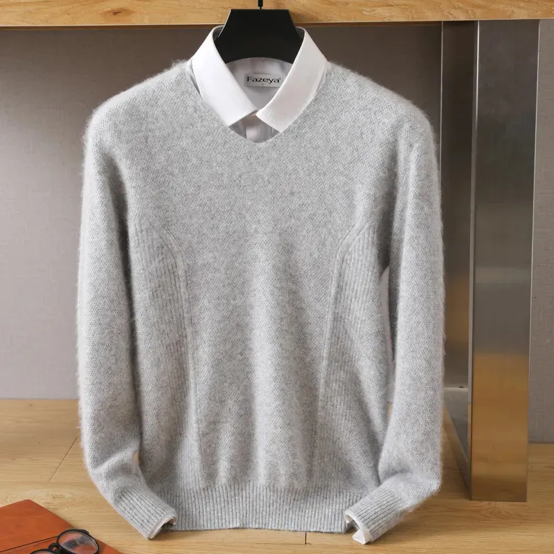 Suéteres para hombre Otoño e Invierno 100 blusa de Cachemira de visón jersey liso con cuello en V suéter grueso cómodo 231102