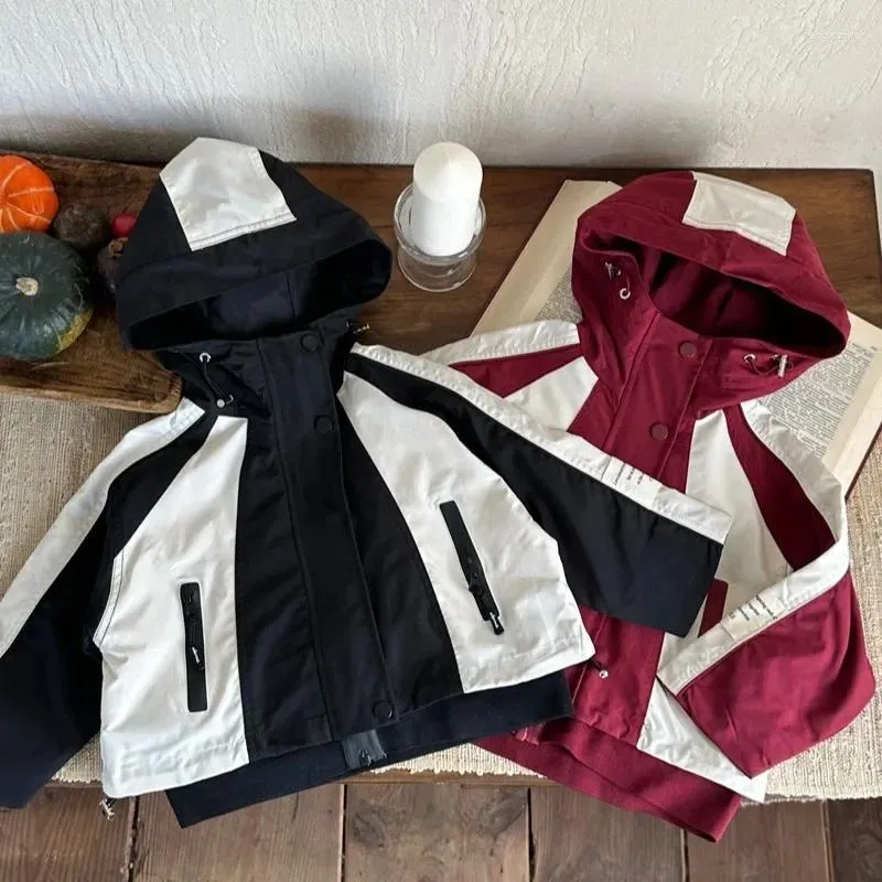 Tench – manteaux Trench pour enfants, coupe-vent coréen, couleur assortie, manteau à capuche, haut pour bébé, automne hiver 2023